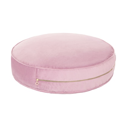 Large pink velvet seat pouf