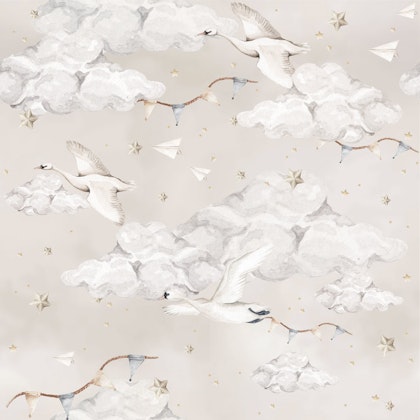 Dekornik wallpaper magic swans beige