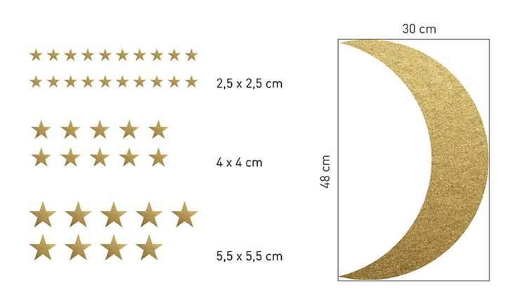 Babylove, wall sticker gold moon with stars Babylove, wall sticker gold moon with stars