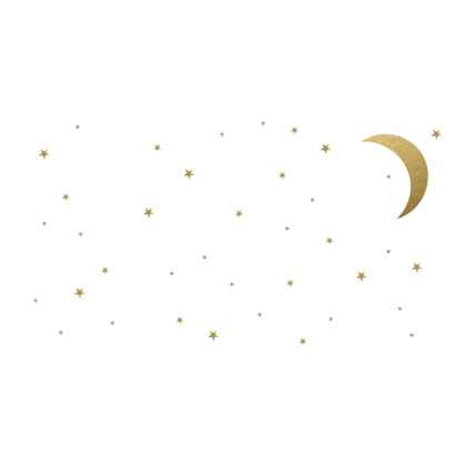 Babylove, wall sticker gold moon with stars