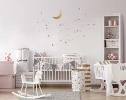 Babylove, wall sticker gold moon with stars