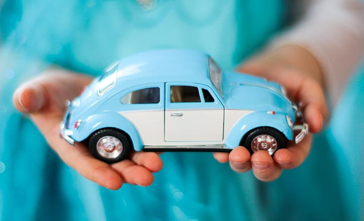 Toy car large Volkswagen pastel classic blue 