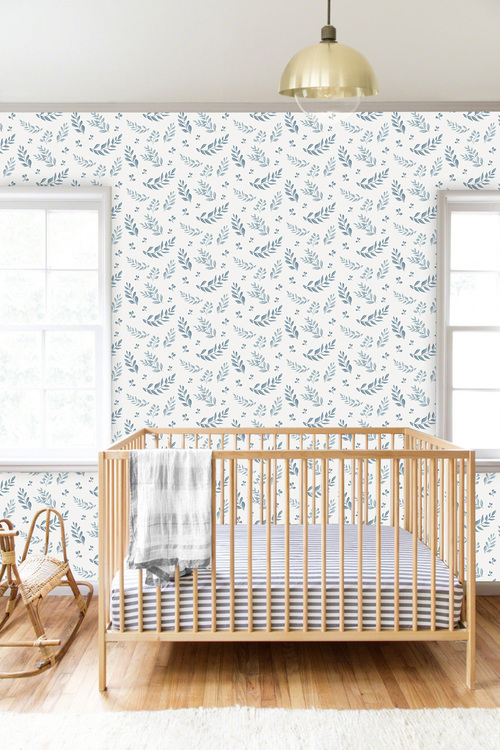 The Kids Interiors Store, Self-adhesive Wallpaper, Leafy blue 