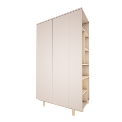 Woodluck, wardrobe with bookcase, BASIC