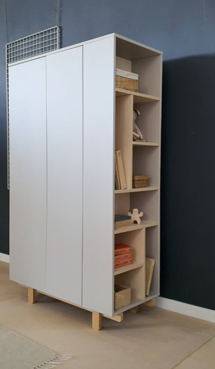 Woodluck, wardrobe with bookcase, BASIC 