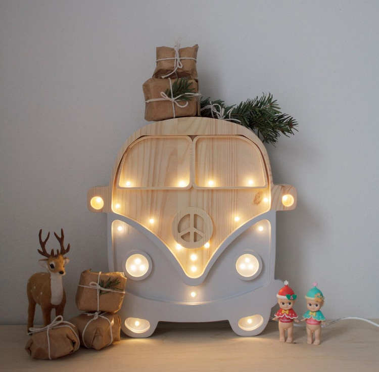 Little Lights, Night light for children's room, Grey/nature bus 