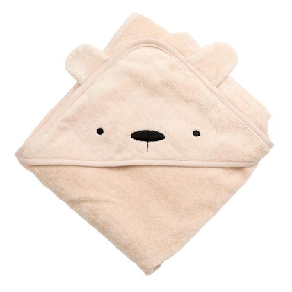 Sebra, terry hooded towel, Milo the bear, dusty pink