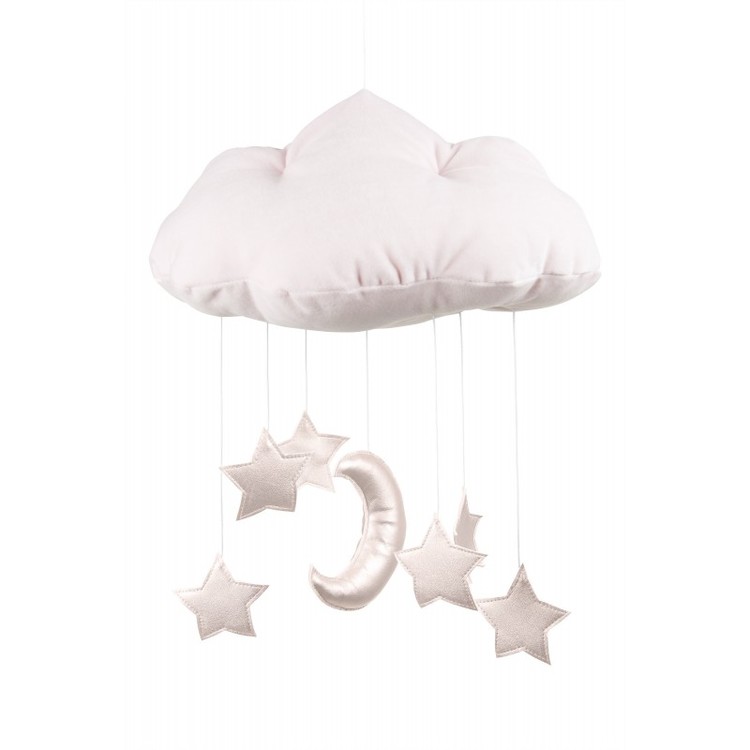 Light pink bed mobile cloud with pink stars, Cotton & Sweets 