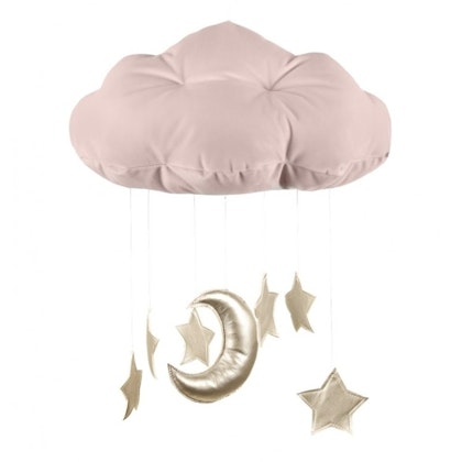 Powder pink bed mobile cloud with gold stars, Cotton & Sweets