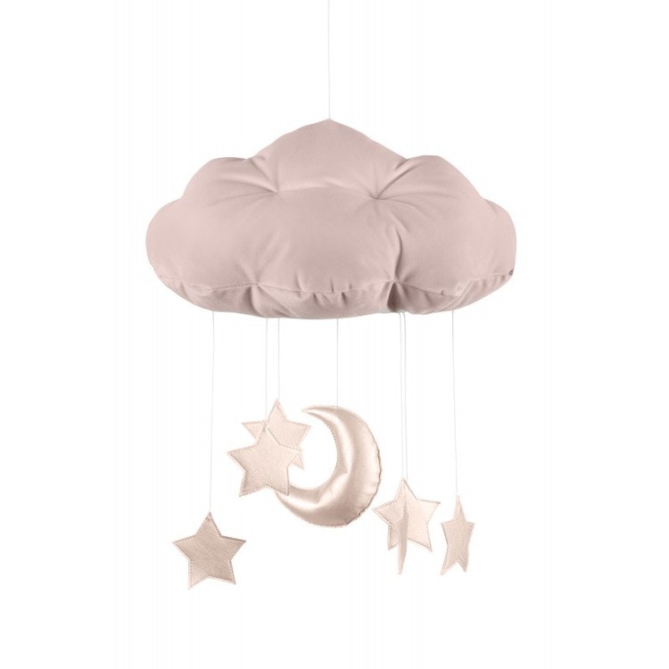 Powder pink bed mobile cloud with pink stars, Cotton & Sweets 