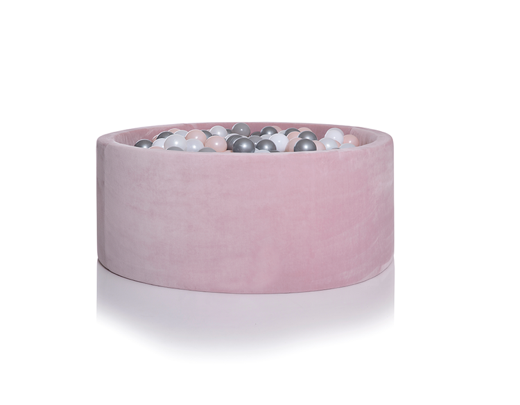 Kidkii lite, pink velvet ball pit with 150 balls 