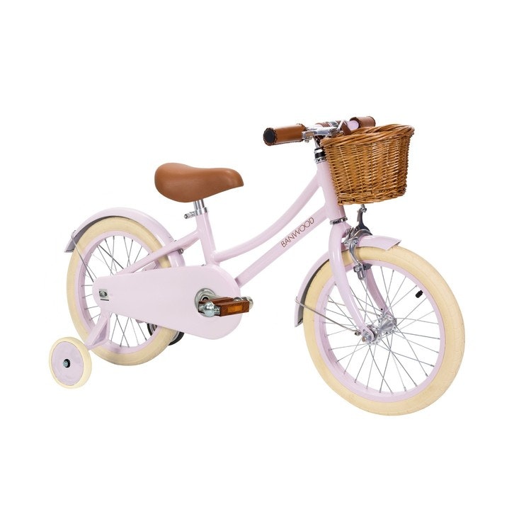 Banwood, rosa barncykel med stödhjul, Classic 