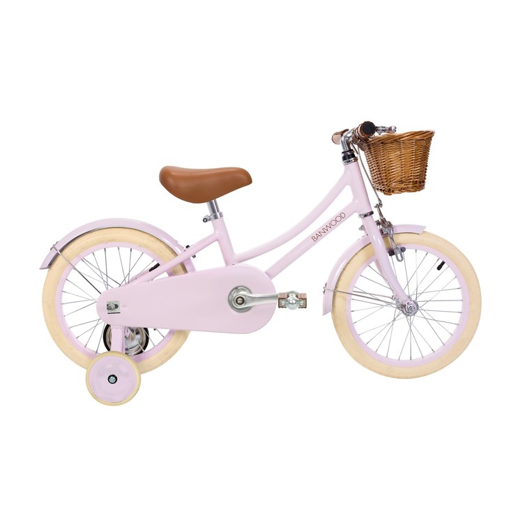 Banwood, rosa barncykel med stödhjul, Classic 