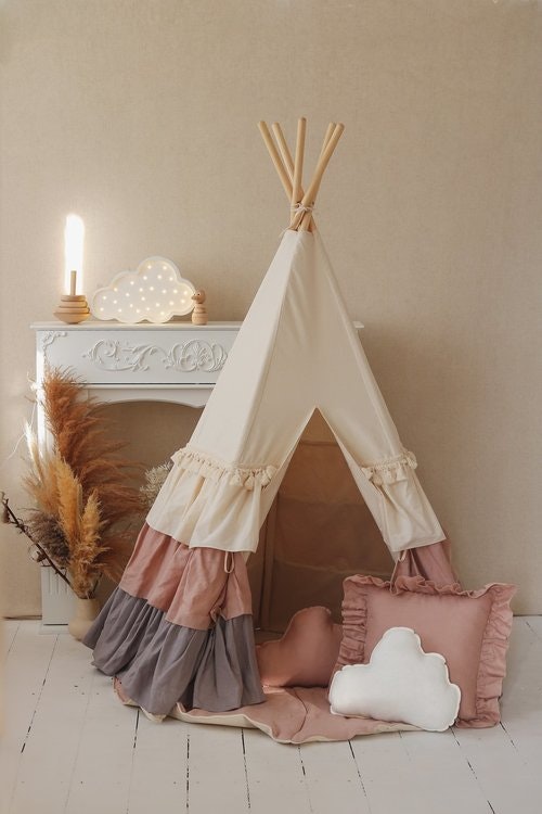 Moi Mili, tipi tent with flounce Powder