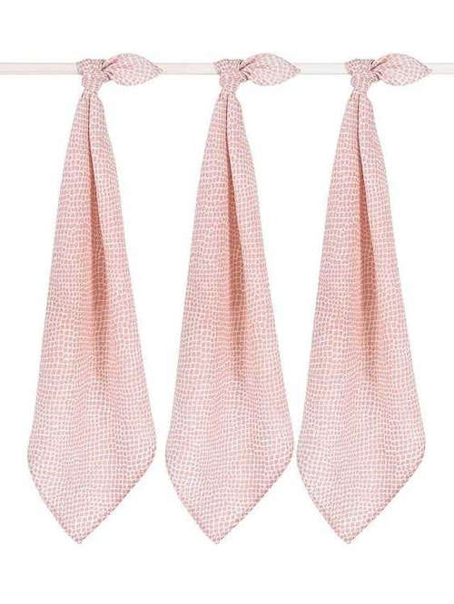 Jollein, snuttefilt snake pale pink 70x70 cm, 3-pack