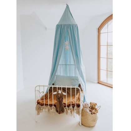 Babylove, Dusty blue, blue bed canopy with LED lights