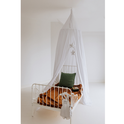 Babylove, White bed canopy with light loop