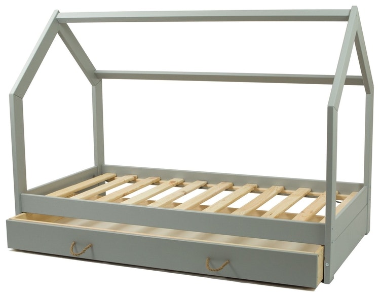 Grey house bed 80x160 for the children's room with storage drawer Grey house bed 80x160 for the children's room with storage drawer