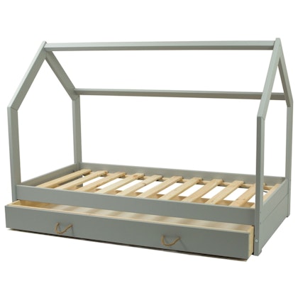 Grey house bed 80x160 for the children's room with storage drawer