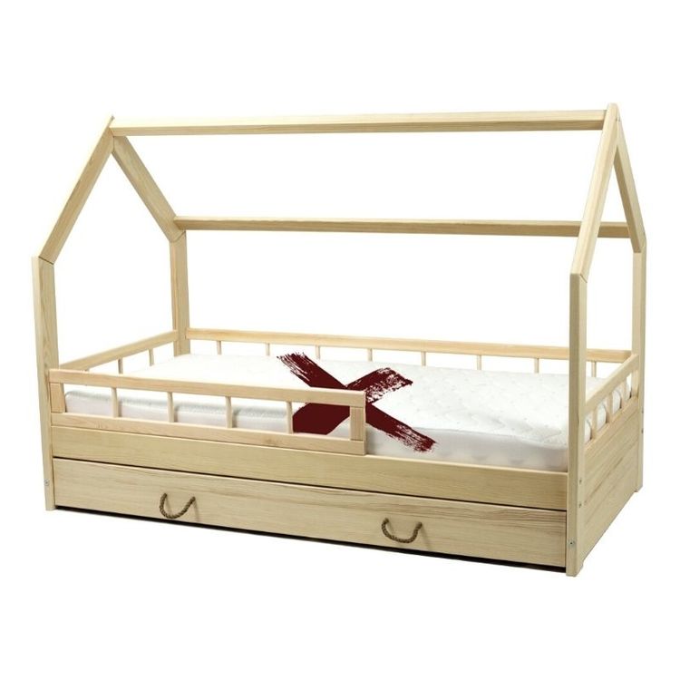 Natural house bed with protection 80x160 and storage box Natural house bed with protection 80x160 and storage box
