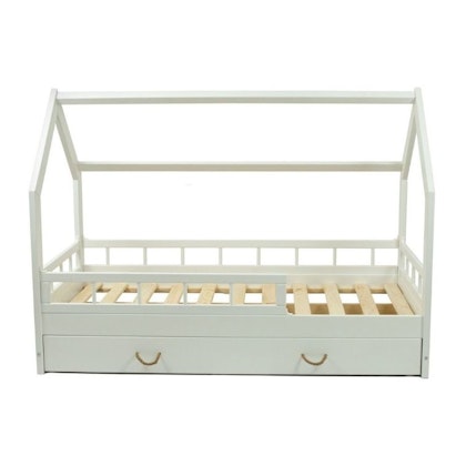 White house bed with protection 80x160 and storage drawer