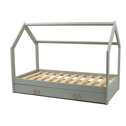 Grey house bed 80x160 for the children's room with storage drawer