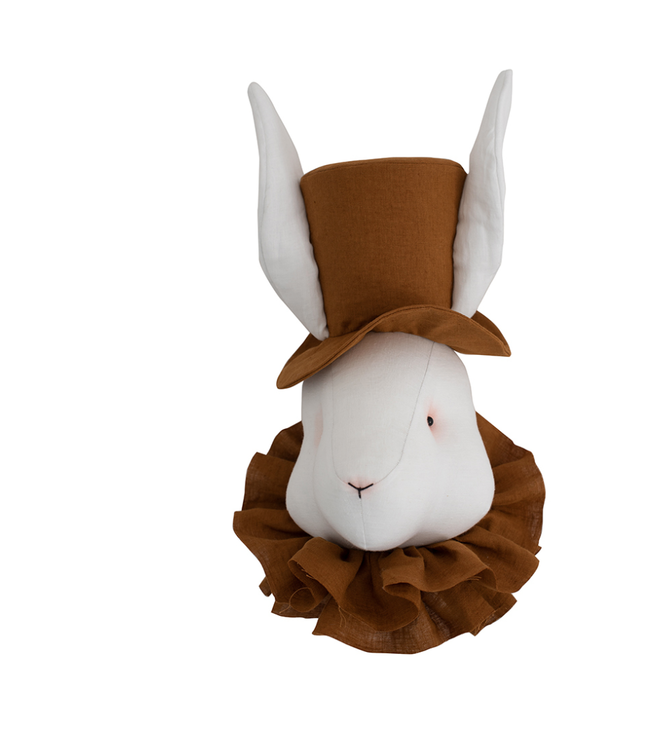 Väggdekoration kanin med senapsgul hatt 