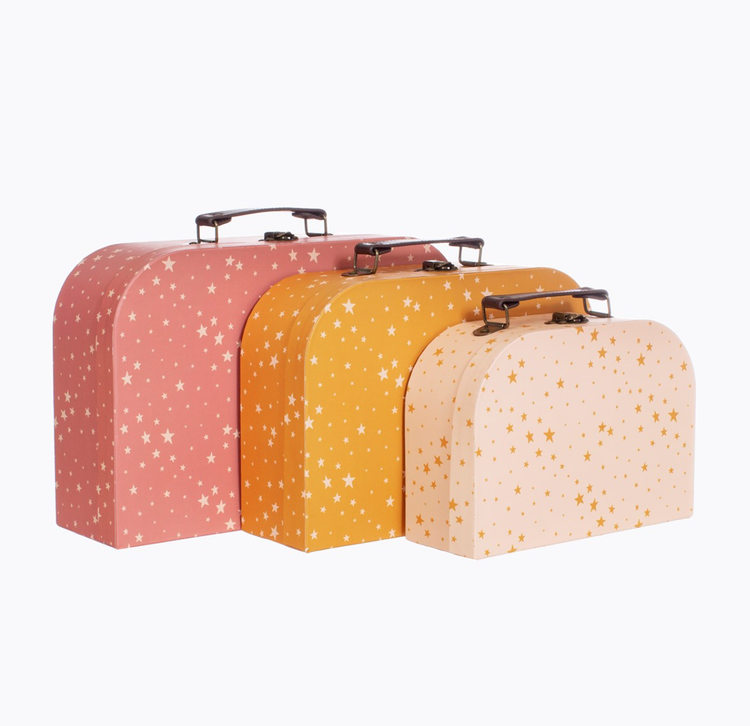 Sass & Belle, storage boxes suitcase little stars, set of 3 - Babylove.se