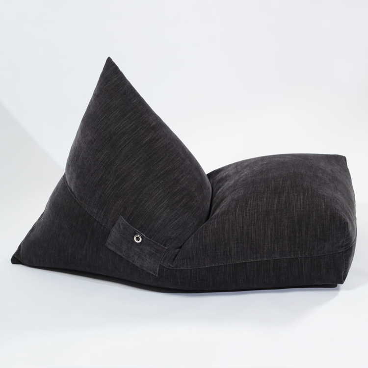 Fayne, modern beanbag with pocket, black 
