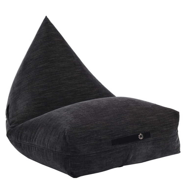 Fayne, modern beanbag with pocket, black 