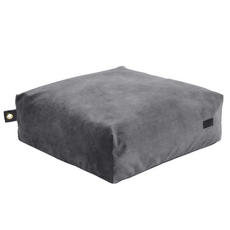 Fayne, seat pouf premium square velvet, grey 