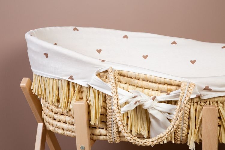 Childhome, Moses basket boho with mattress and cover- HEARTS 