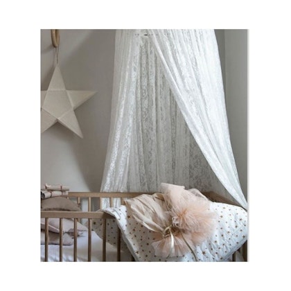 White lace bed canopy