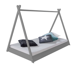 Grå hussäng tipi med gardin 90x200