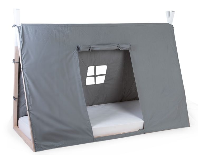 Childhome, sänggardin till tipisäng 90x200 cm, grey Tipisäng med grå sänggardin till barnrrummet