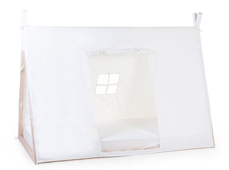 Childhome, sänggardin till tipisäng 90x200 cm, white Tipisäng med vit sänggardin med fönster