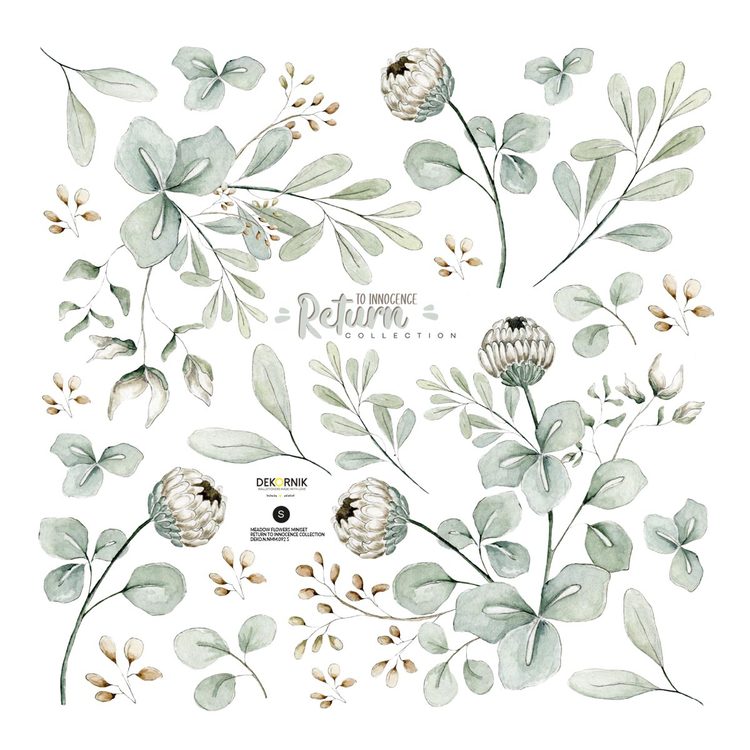 Dekornik, väggklistermärken Meadow Flowers Miniset Väggklistermärken i form av ängsblommor