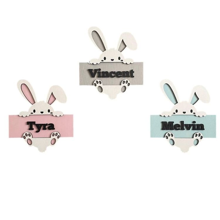 Personalized name tag rabbit 