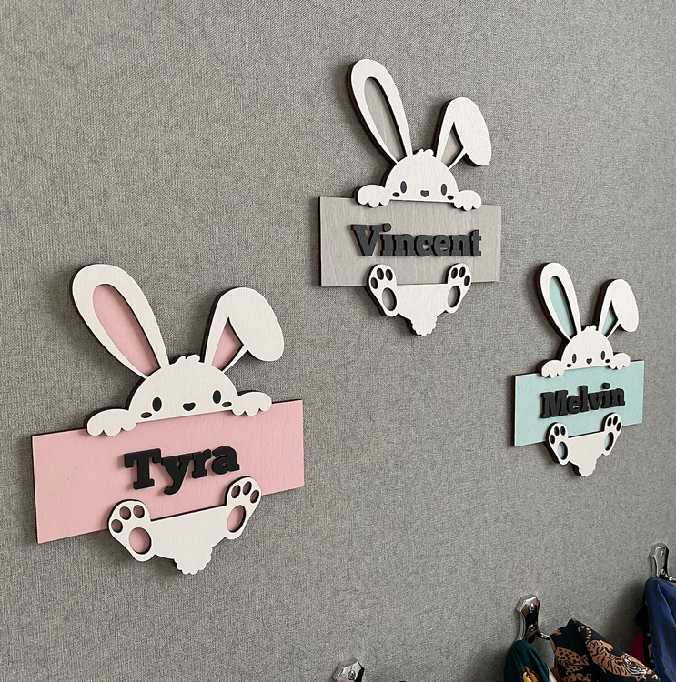 Personalized name tag rabbit 