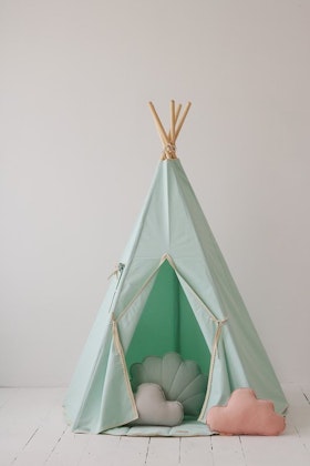 Moi Mili, mint tipi tent with pink pompom