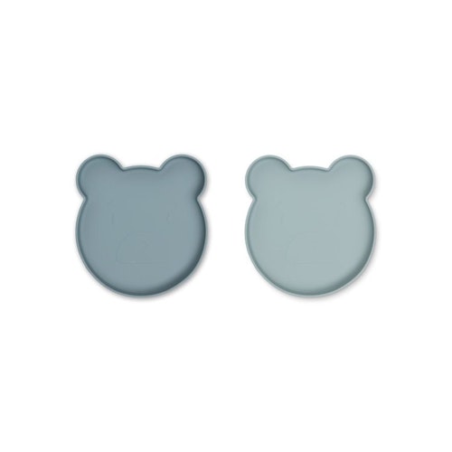 Liewood, Marty silicone plate 2-pack, Mr bear blue mix