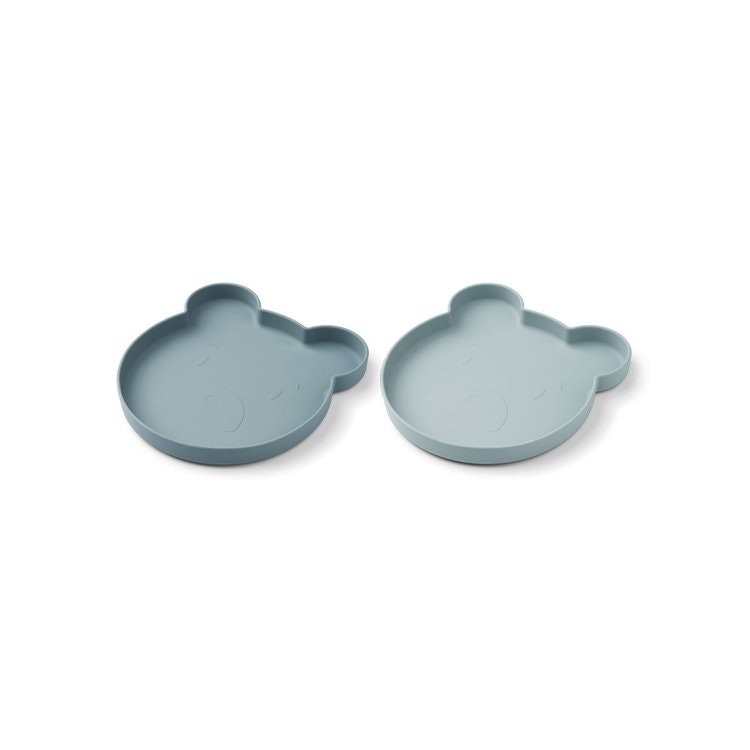 Liewood, Marty silicone plate 2-pack, Mr bear blue mix 