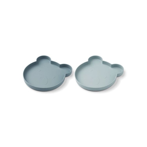 Liewood, Marty silicone plate 2-pack, Mr bear blue mix