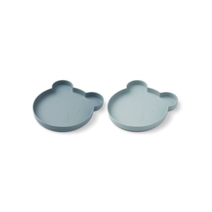Liewood, Marty silicone plate 2-pack, Mr bear blue mix
