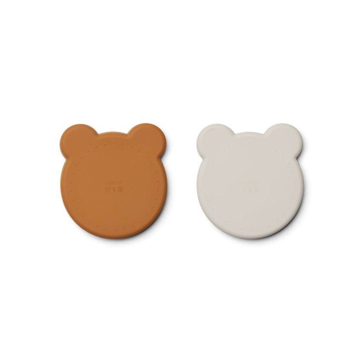 Liewood, Marty silicone plate 2-pack, Mr bear golden caramel/sandy mix 