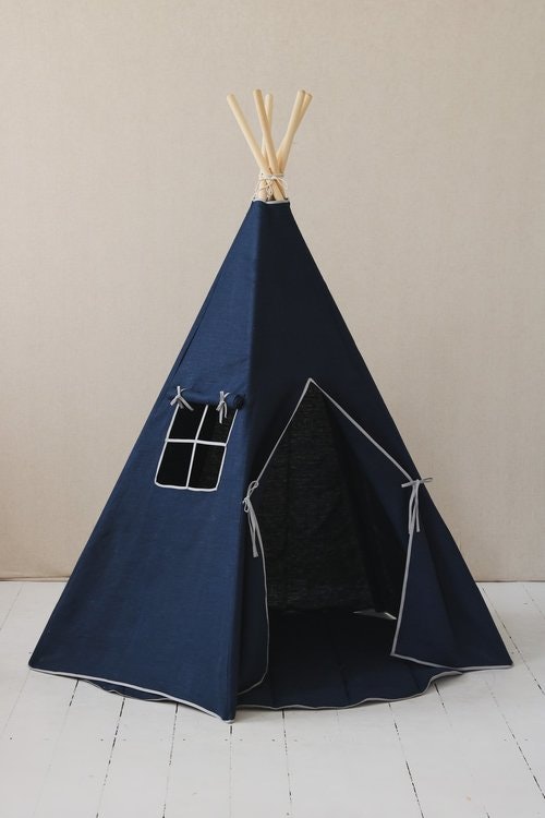 Moi Mili, tipi tent in linen navy blue