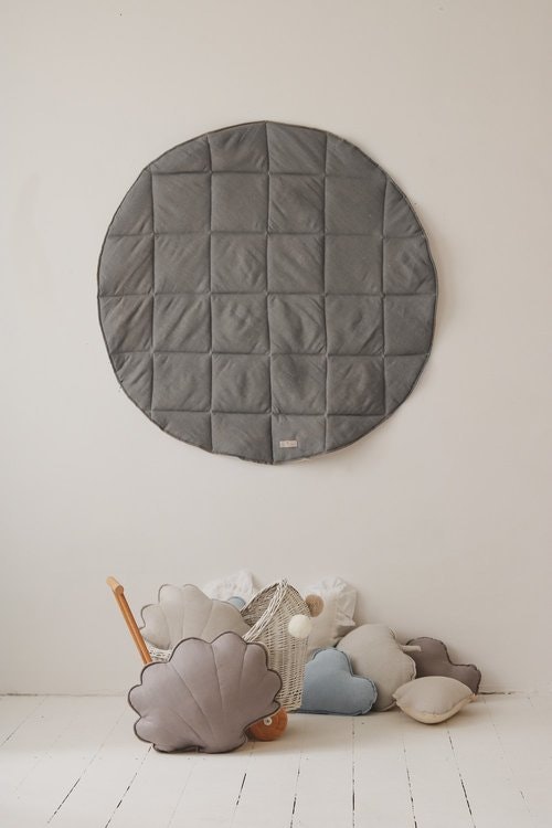 Moi Mili, linen play mat, gray linen