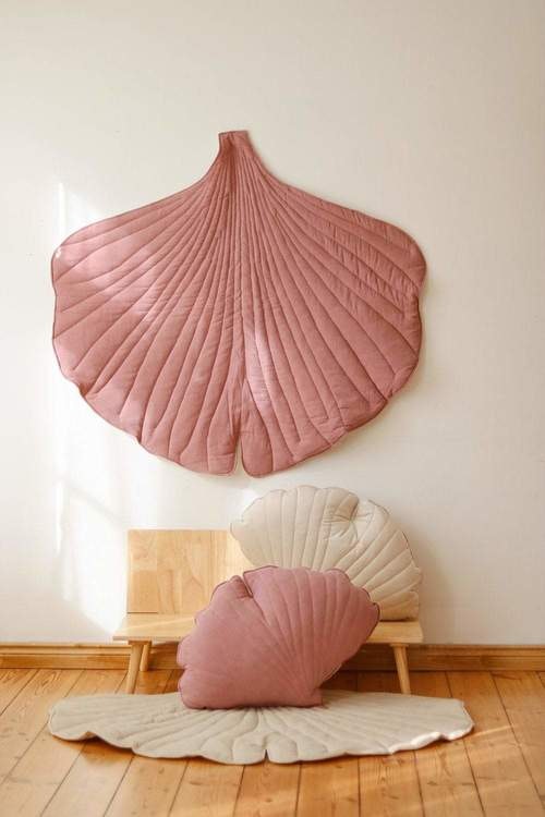 Moi Mili, linen play mat ginkgo, dirty pink