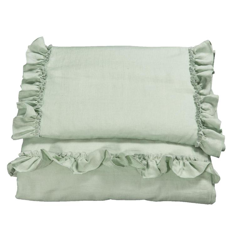 Ng Baby duvet cover in linen with Flounce, Sage green 