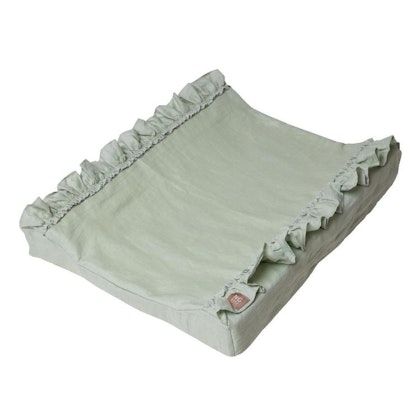 NG Baby Linen changing mat with flounce, sage green